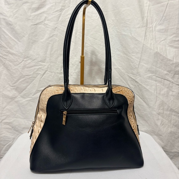 Women's Croc-Embossed Shoulder Bag - Black, Tan, Brown - Picture 5 of 15